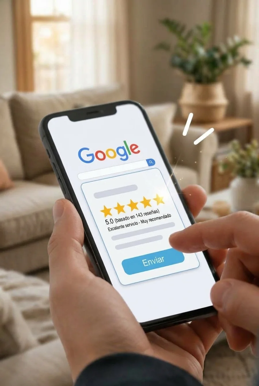 Cliente dejando una reseña de 5 estrellas a Mapura en Google